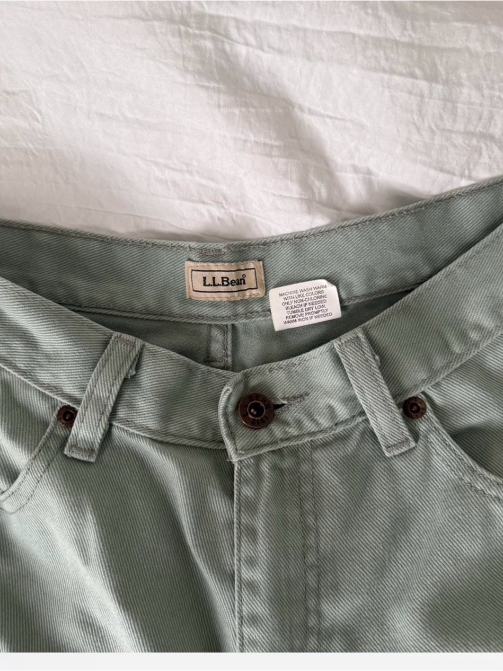 L. L. Bean Women’s Vintage 90s Light Green Long Denim Shorts Size 12 - Picture 2 of 4
